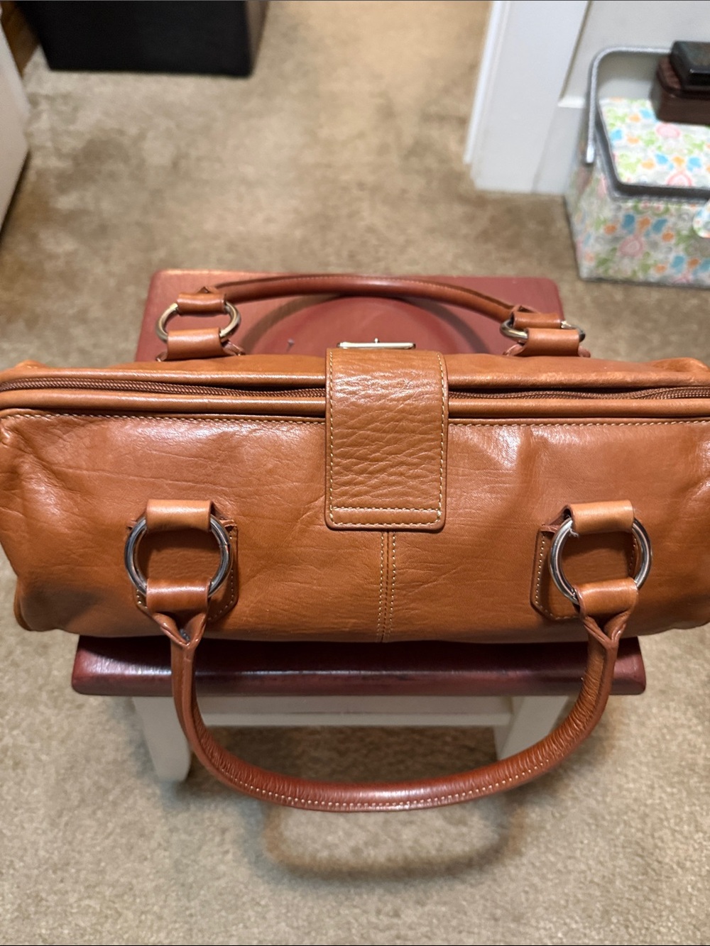 Fossil vintage Leather Barrel Satchel Bag - Brown - Picture 7 of 9